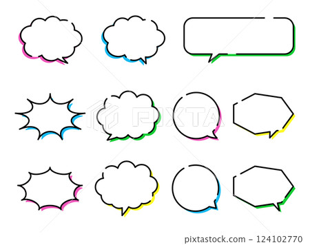 Colorful speech bubbles set with shadows 124102770