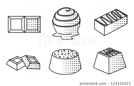 Set of chocolate candy icons. Vector 124102815