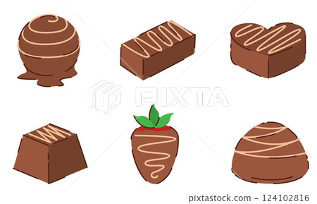 Set of chocolate candy icons. Vector 124102816
