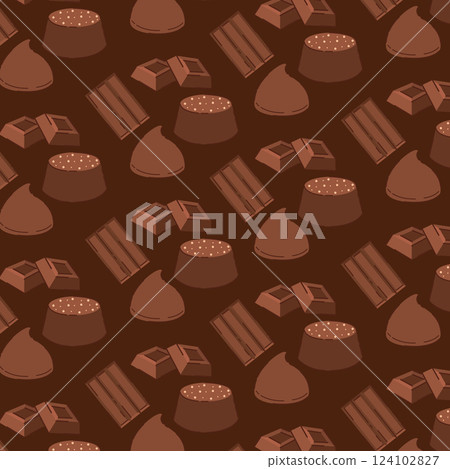 Mixed chocolates seamless pattern with candies. Vector Mixed chocolates seamless pattern with candies. Vector 124102827