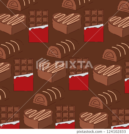 Heart bonbons and bars in candy pattern design. Vector Heart bonbons and bars in candy pattern design. Vector 124102833