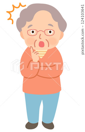 Senior woman with a surprised expression, facial expression pose, elderly, late elderly 124103641