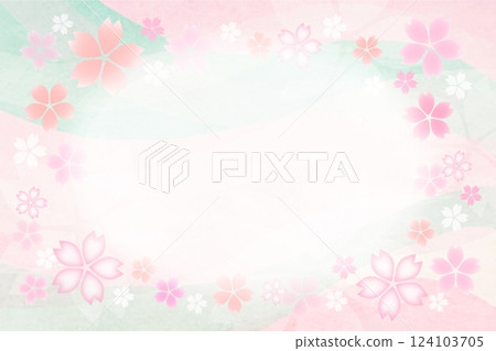 春天櫻花在風中沙沙作響的背景框架 124103705