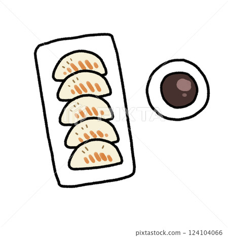 Illustration of dumplings on a plate 124104066