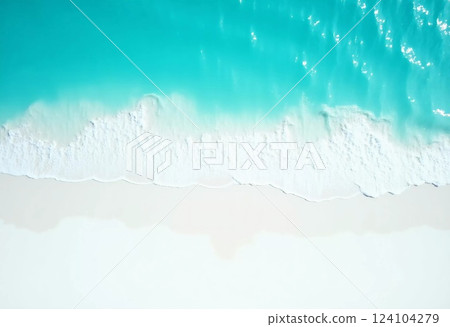Azure waves gracefully lap against soft white sand, creating a tranquil ambiance perfect for relaxation. The sun shines brightly, enhancing the coastal beauty Generative AI Azure waves gracefully lap against soft white sand, creating a tranquil ambiance perfect for relaxation. The sun shines brightly, enhancing the coastal beauty Generative AI 124104279