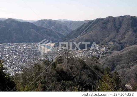 Takahashi cityscape from the remains of the Naka-taiko yagura tower of Bitchu Matsuyama Castle 124104328