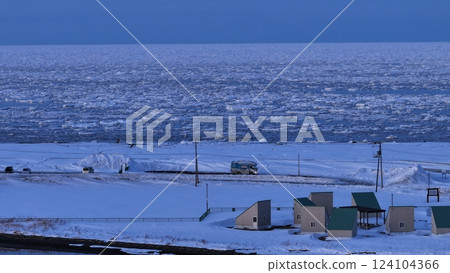 Drift ice around Lake Saroma, Hokkaido February 24, 2025 Sunset around the brackish lake Abashiri drift-ice Drift ice around Lake Saroma, Hokkaido February 24, 2025 Sunset around the brackish lake Abashiri drift-ice 124104366