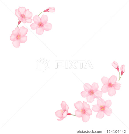 水彩風格逼真的櫻花框架 124104442