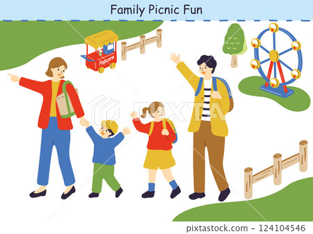 Families enjoying picnics Families enjoying picnics 124104546