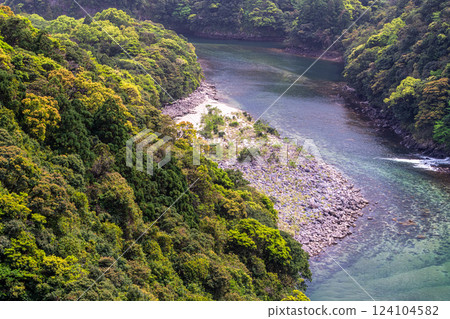 The fresh greenery of the Anbo River Valley in the Yakushima Alps The fresh greenery of the Anbo River Valley in the Yakushima Alps 124104582