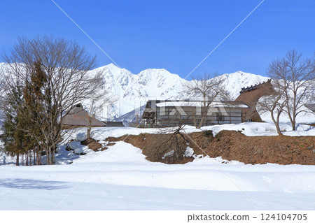 Hakuba in early spring in March: Hakuba Sanzan as seen from Oide Village Hakuba in early spring in March: Hakuba Sanzan as seen from Oide Village 124104705