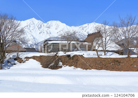 Hakuba in early spring in March: Hakuba Sanzan as seen from Oide Village 124104706