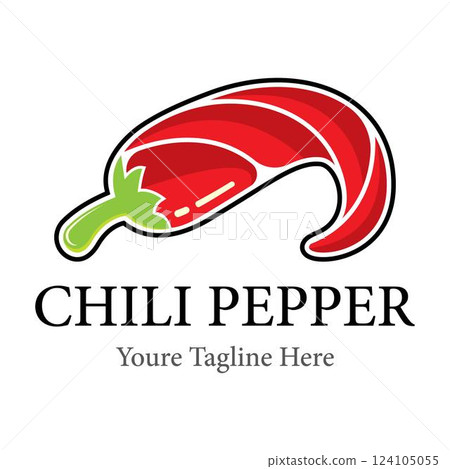 Stylized Red Chili Pepper Illustration 124105055