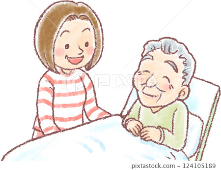 中年女兒安慰年邁的父親 中年女兒安慰年邁的父親 124105189