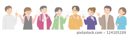 Illustration of eight men and women having a fun conversation Illustration of eight men and women having a fun conversation 124105289