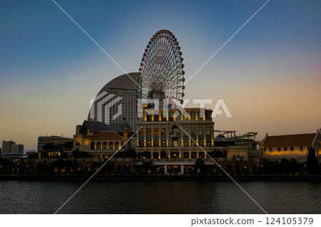 Red brick warehouse and Minato Mirai Red brick warehouse and Minato Mirai 124105379