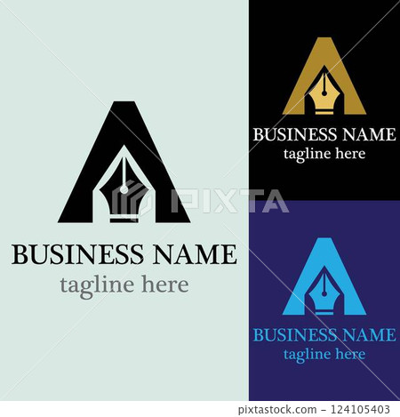 Stylish Letter A and Pen Nib Stylish Letter A and Pen Nib 124105403