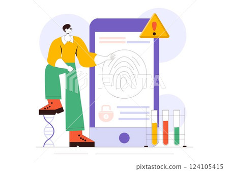 Forensics Technology Vector Illustration Featuring Biometric Access Control and Server Data Recovery with Fingerprint Screening Security System Forensics Technology Vector Illustration Featuring Biometric Access Control and Server Data Recovery with Fingerprint Screening Security System 124105415