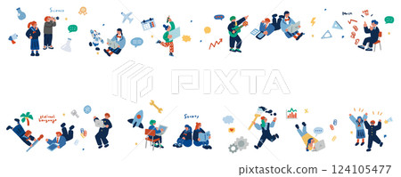時尚的手繪插圖,喚起有趣的學校生活 時尚的手繪插圖,喚起有趣的學校生活 124105477