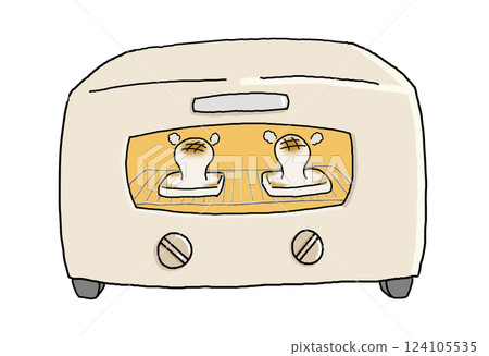 Hand-drawn illustration of a toaster oven baking rice cakes Hand-drawn illustration of a toaster oven baking rice cakes 124105535