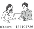 男士和女士舉行商務會議 — 工作、會議、合作、溝通（向量） 124105786
