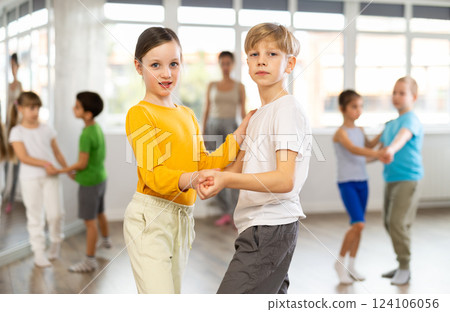 Group of children dancing couple waltz dance 124106056