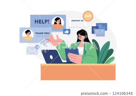 Business Contact Services Illustration concept. A flat illustration isolated on white background Business Contact Services Illustration concept. A flat illustration isolated on white background 124106348