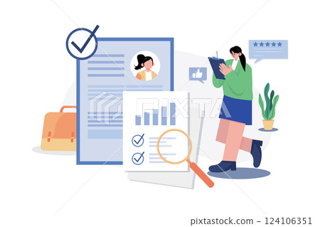 Management Evaluation Illustration concept. A flat illustration isolated on white background 124106351