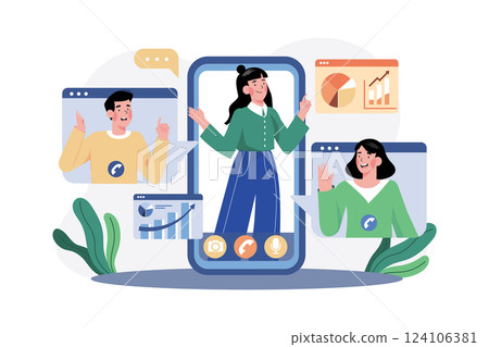 Employee Doing Work Discussion On Mobile Phone 124106381