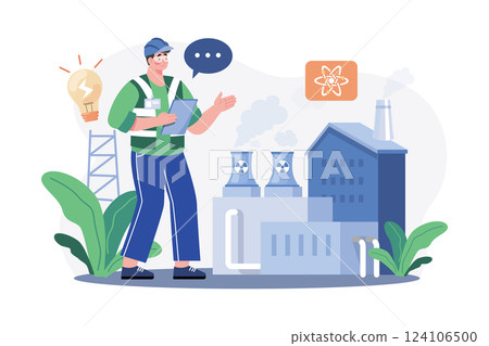 Nuclear Engineer Illustration concept. A flat illustration isolated on white background Nuclear Engineer Illustration concept. A flat illustration isolated on white background 124106500