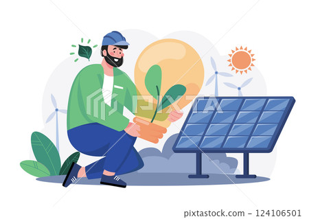 Environmental Engineer Illustration concept. A flat illustration isolated on white background Environmental Engineer Illustration concept. A flat illustration isolated on white background 124106501