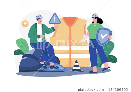 Safety Engineer Illustration concept. A flat illustration isolated on white background 124106503