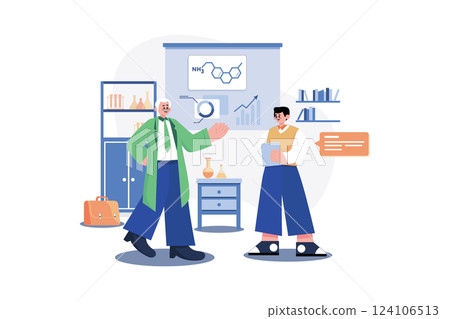 Assistant Professor Illustration concept. A flat illustration isolated on white background Assistant Professor Illustration concept. A flat illustration isolated on white background 124106513