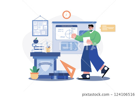 College Professor Illustration concept. A flat illustration isolated on white background 124106516