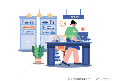 Librarian Illustration concept. A flat illustration isolated on white background Librarian Illustration concept. A flat illustration isolated on white background 124106520