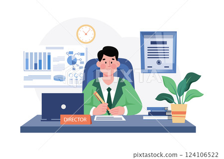 Director Illustration concept. A flat illustration isolated on white background Director Illustration concept. A flat illustration isolated on white background 124106522
