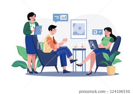 Assistant Manager Illustration concept. A flat illustration isolated on white background Assistant Manager Illustration concept. A flat illustration isolated on white background 124106530