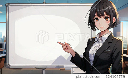 一位女士在白板前指導 124106759