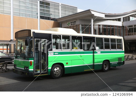 Akita Chuo Kotsu route bus parked in front of JR Akita Station 124106994