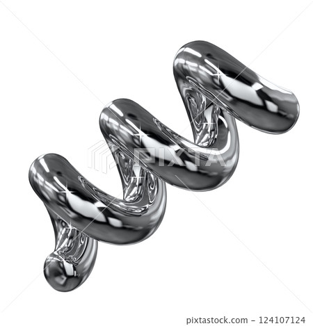Metal chrome 3D illustration spring Metal chrome 3D illustration spring 124107124