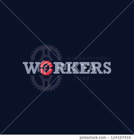 International Workers' Day Logo with Industrial Gears 124107438