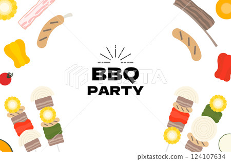 燒烤聚會框架向量插圖燒烤框架複製空間 124107634