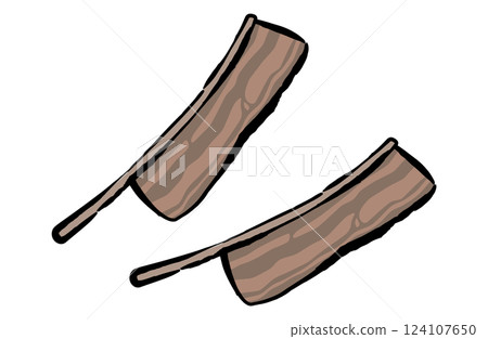 排骨的向量插圖 簡單的毛筆書寫 毛筆畫 烤肉 124107650