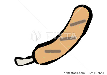Vector illustration of bone-in sausage Simple brush-drawn brush-drawn processed meat Vector illustration of bone-in sausage Simple brush-drawn brush-drawn processed meat 124107651