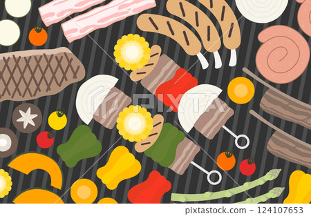 燒烤向量插圖簡單燒烤露營戶外 燒烤向量插圖簡單燒烤露營戶外 124107653