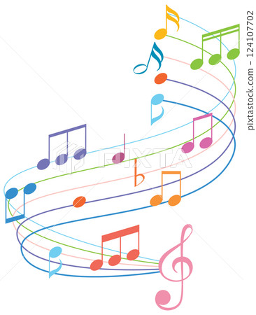 Colorful Musical Notes and Staff 124107702