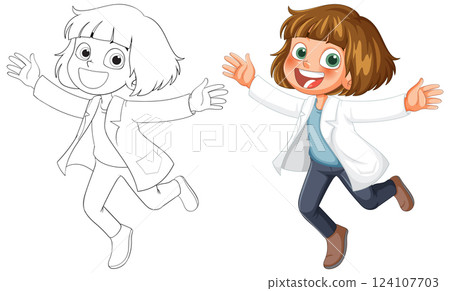 Joyful Child in Lab Coat Illustration Joyful Child in Lab Coat Illustration 124107703