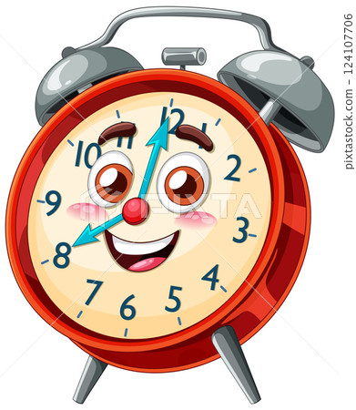 Cheerful Cartoon Alarm Clock Illustration 124107706