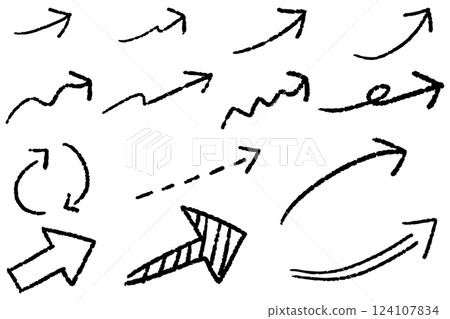 Simple hand-drawn arrow illustration set 124107834