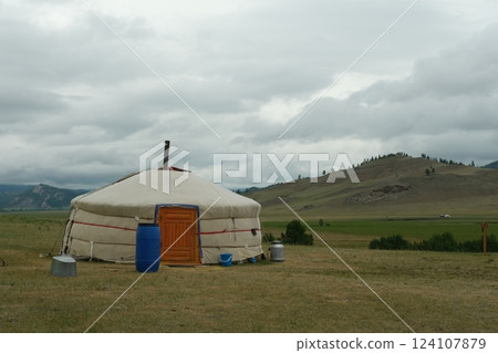 Mongolian countryside: Ger and nature 124107879
